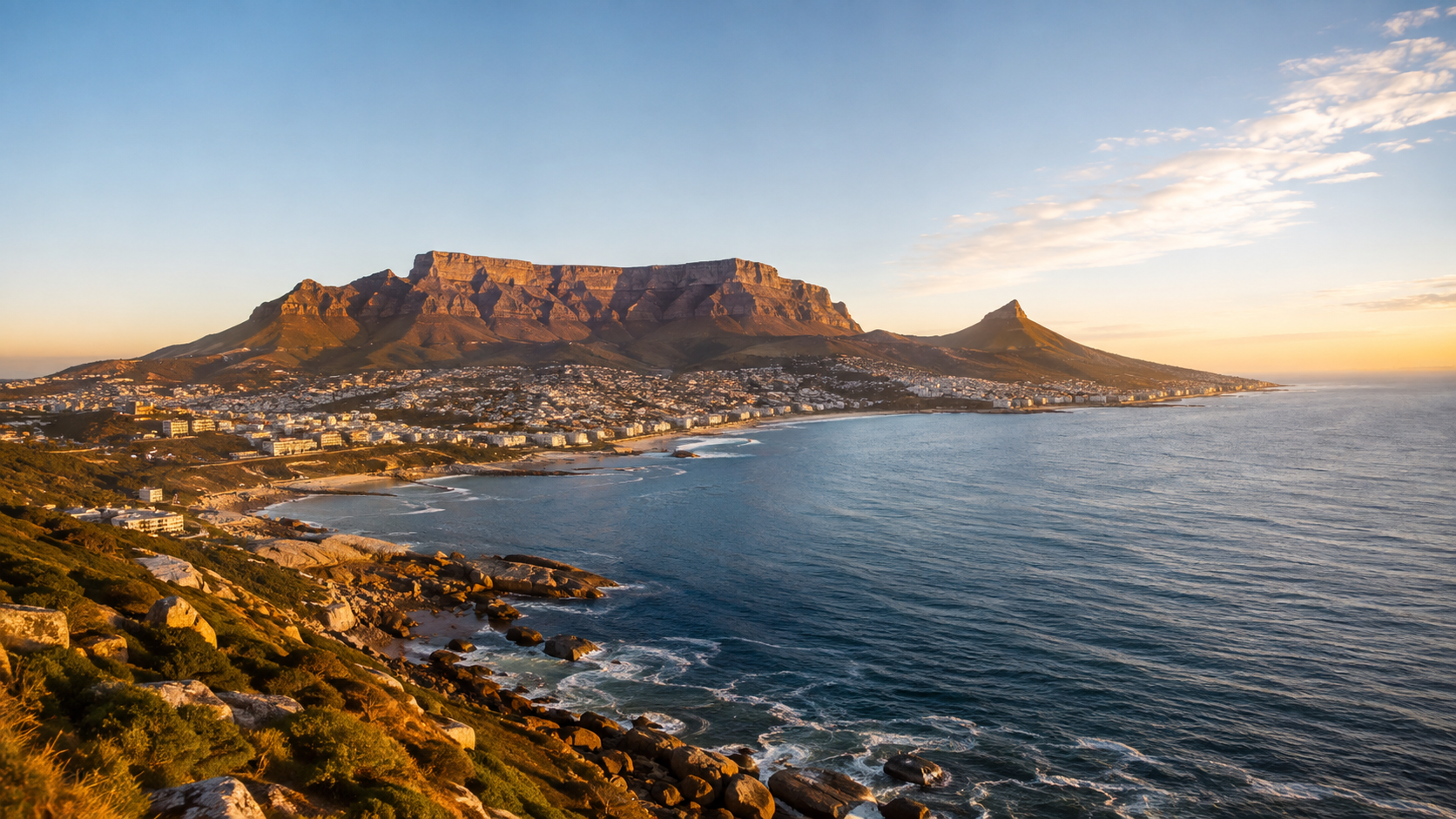 Vista panorámica de Ciudad del Cabo y Table Mountain